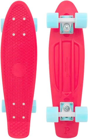 Pink Penny Skateboard Topand Bottom View PNG Image