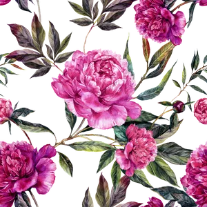 Pink Peonies Pattern Dark Background PNG Image