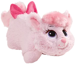 Pink Plush Cat Toywith Bow PNG Image