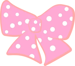 Pink Polka Dot Bow Illustration PNG Image