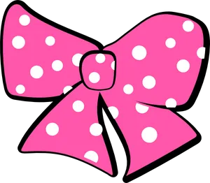 Pink Polka Dot Bow Illustration PNG Image