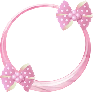 Pink Polka Dot Bow Round Frame PNG Image