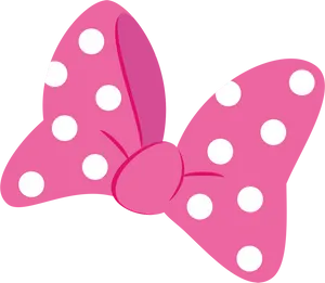 Pink Polka Dotted Bow Illustration PNG Image