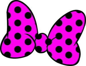 Pink Polka Dotted Bow Illustration PNG Image