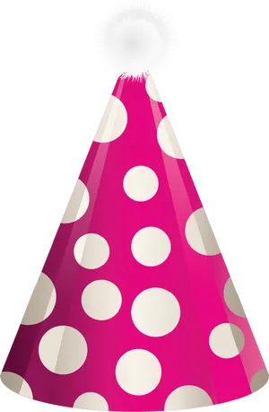 Pink Polka Dotted Party Hat PNG Image