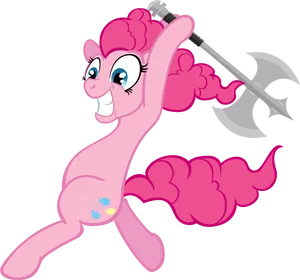 Pink Pony With Axe PNG Image