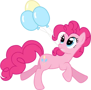 Pink Pony With Balloons PNG Image