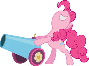 Pink Pony With Cannon PNG Image