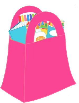 Pink Pursewith School Supplies PNG Image