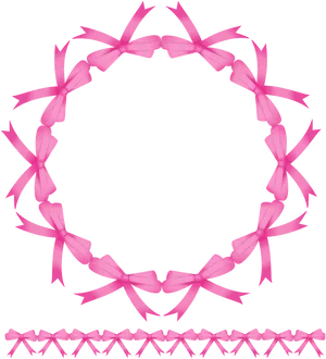 Pink Ribbon Frame Black Background PNG Image