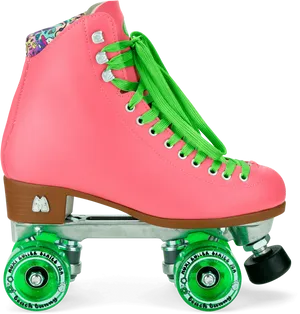 Pink Roller Skatewith Green Lacesand Wheels PNG Image