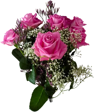 Pink Rose Birthday Bouquet PNG Image