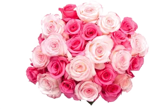 Pink Rose Bouquet Top View PNG Image