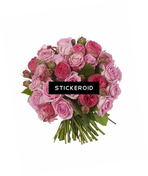 Pink Rose Bouquet Top View PNG Image