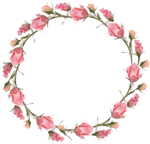 Pink Rose Frame Circle PNG Image