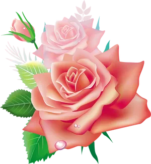 Pink Rose Vector Art PNG Image