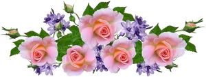 Pink_ Roses_and_ Purple_ Flowers_ Arrangement PNG Image