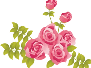 Pink_ Roses_ Vector_ Illustration PNG Image