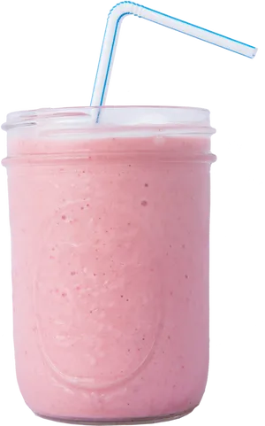 Pink Smoothiein Clear Cupwith Straw PNG Image