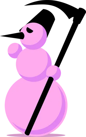 Pink Snowmanwith Pickaxe PNG Image