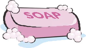 Pink Soap Bar With Bubbles PNG Image