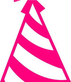 Pink Striped Birthday Hat PNG Image