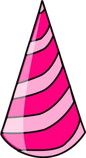 Pink Striped Birthday Party Hat PNG Image