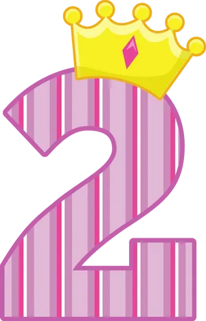 Pink Striped Number2with Crown PNG Image