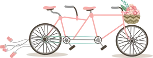 Pink Tandem Bicycle With Flowersand Streamer Decoration PNG Image