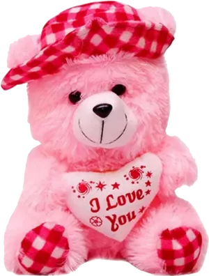 Pink Teddy Bear With Heart PNG Image