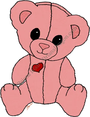 Pink Teddy Bear With Heart PNG Image