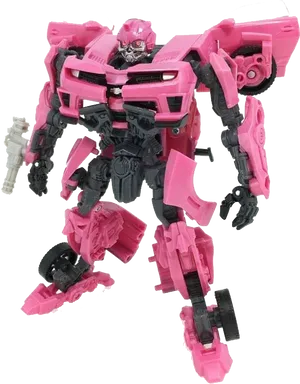 Pink Transformer Action Figure PNG Image