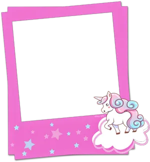 Pink Unicorn Polaroid Frame PNG Image