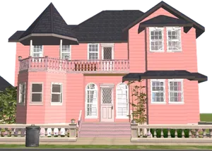 Pink Victorian Style Mansion PNG Image