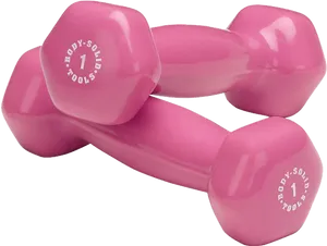 Pink Vinyl Coated Dumbbells PNG Image