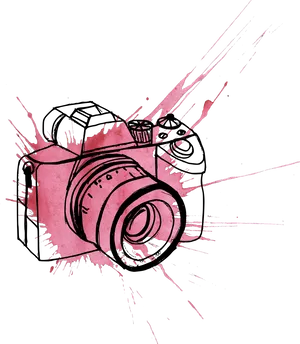 Pink Watercolor Camera Illustration PNG Image