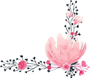 Pink Watercolor Floral Arrangement PNG Image