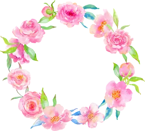 Pink Watercolor Floral Wreath PNG Image