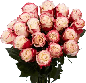 Pink White Rose Bouquet Birthday Flowers PNG Image