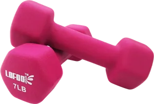 Pink7lb Dumbbell Fitness Equipment PNG Image