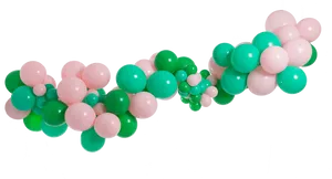 Pinkand Green Balloon Garland PNG Image