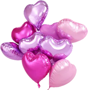 Pinkand Purple Heart Balloons PNG Image