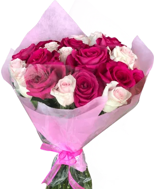 Pinkand White Rose Bouquet PNG Image