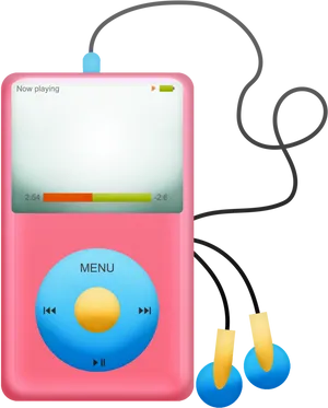 Pinki Pod Nanowith Earphones PNG Image