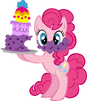 Pinkie Pie With Cake Illustration PNG Image