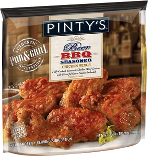 Pintys Beer B B Q Seasoned Chicken Wings Packaging PNG Image