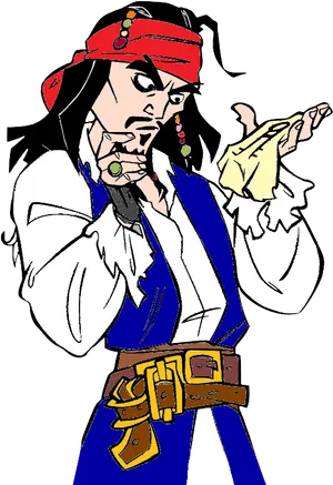 Pirate_ Cartoon_ Holding_ Map.png PNG Image