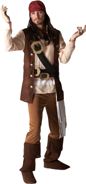 Pirate Costume Pose PNG Image