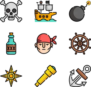 Pirate Icons Set PNG Image