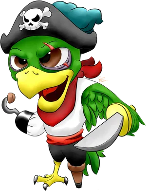 Pirate Parrot Cartoon Character PNG Image